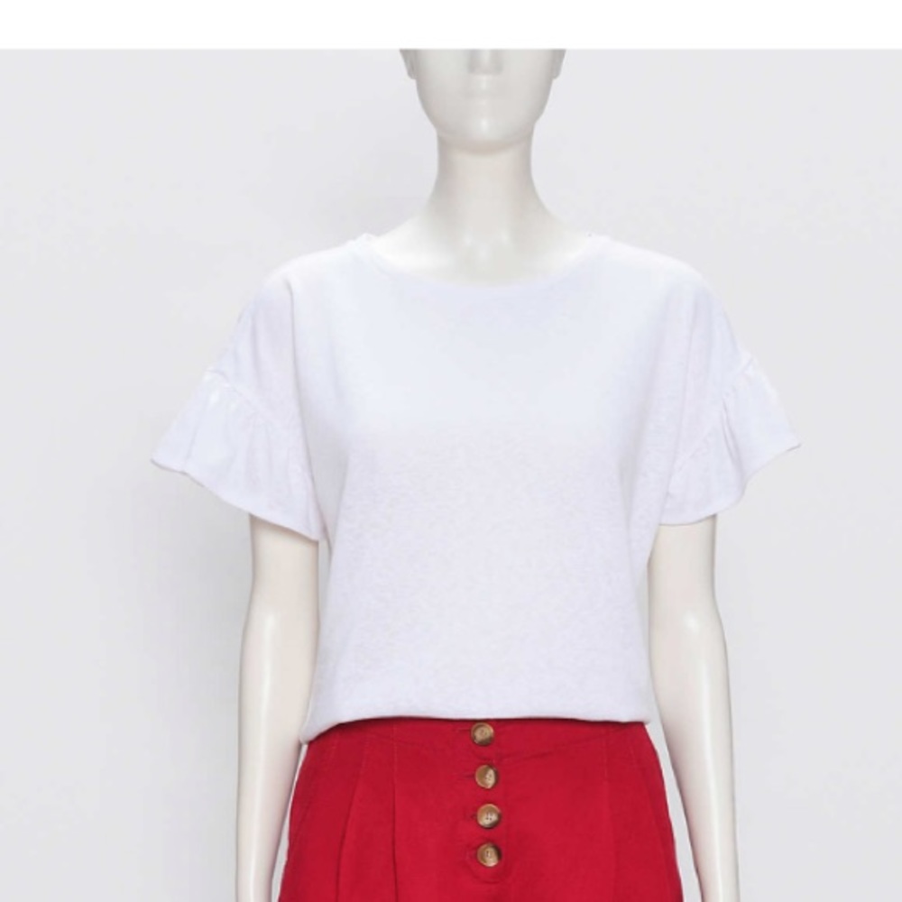 LOFT ruffle sleeve linen tee